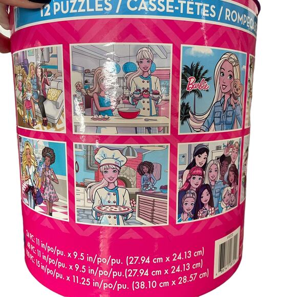 Barbie Doll Puzzle Pail Bucket 8 out of 12 Jigsaw Total/ 2 of 8 Missing Pieces - Picture 4 of 13